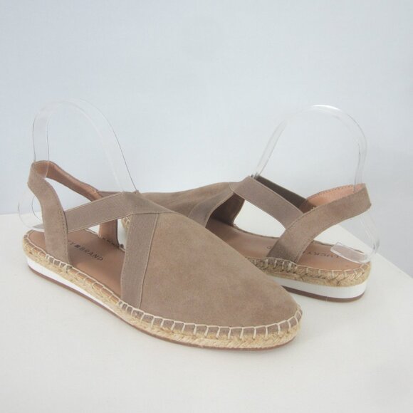 New Lucky Brand Womens 8 Tan Espadrille Slip-On Suede Slingback Shoe LP RIFKA - Picture 8 of 11